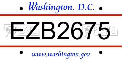 EZB2675 District Of Columbia License Plate