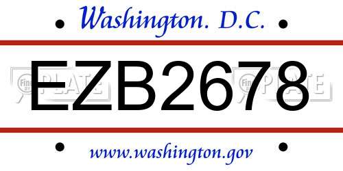 EZB2678 District Of Columbia License Plate