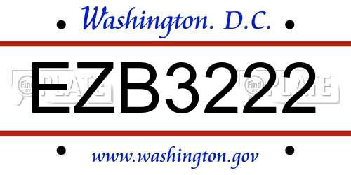 EZB3222 District Of Columbia License Plate