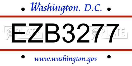 EZB3277 District Of Columbia License Plate
