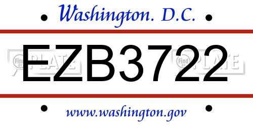 EZB3722 District Of Columbia License Plate