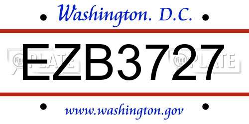EZB3727 District Of Columbia License Plate