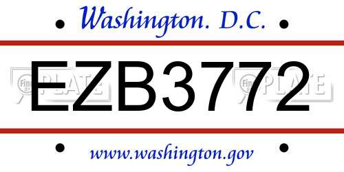 EZB3772 District Of Columbia License Plate