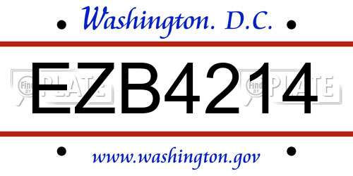 EZB4214 District Of Columbia License Plate