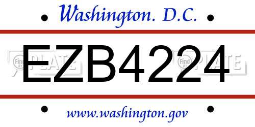 EZB4224 District Of Columbia License Plate