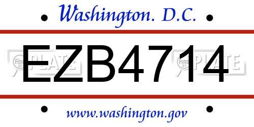 EZB4714 District Of Columbia License Plate
