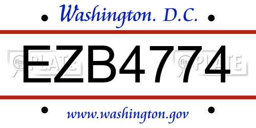 EZB4774 District Of Columbia License Plate