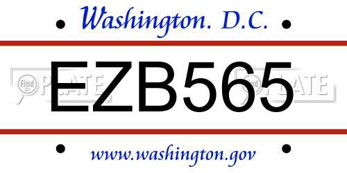 EZB565 District Of Columbia License Plate