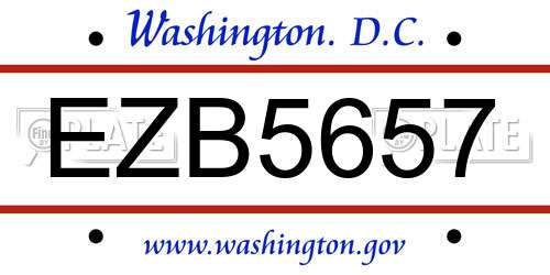 EZB5657 District Of Columbia License Plate