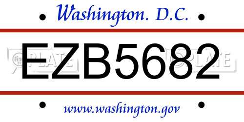 EZB5682 District Of Columbia License Plate