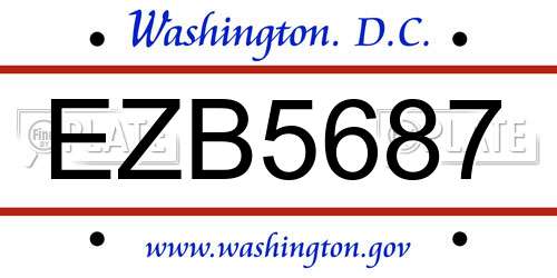 EZB5687 District Of Columbia License Plate