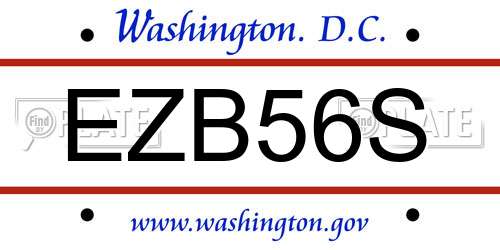 EZB56S District Of Columbia License Plate