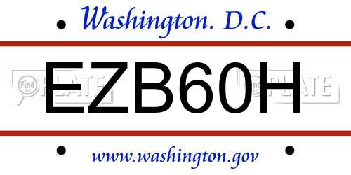 EZB60H District Of Columbia License Plate