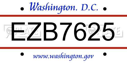 EZB7625 District Of Columbia License Plate