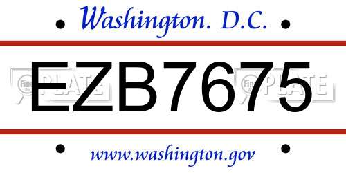 EZB7675 District Of Columbia License Plate
