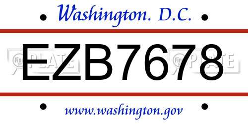 EZB7678 District Of Columbia License Plate