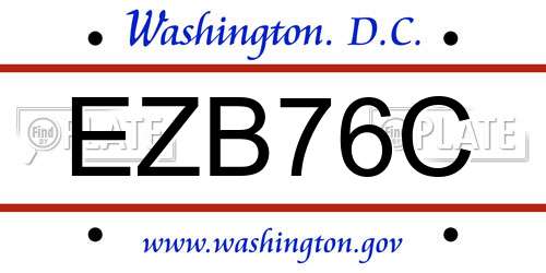 EZB76C District Of Columbia License Plate