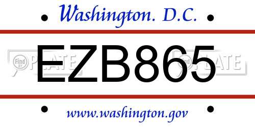 EZB865 District Of Columbia License Plate
