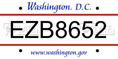 EZB8652 District Of Columbia License Plate