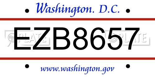 EZB8657 District Of Columbia License Plate