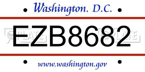 EZB8682 District Of Columbia License Plate