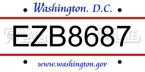 EZB8687 District Of Columbia License Plate