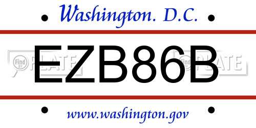 EZB86B District Of Columbia License Plate