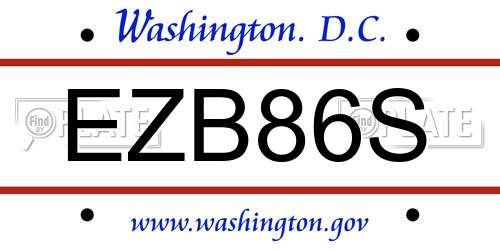 EZB86S District Of Columbia License Plate