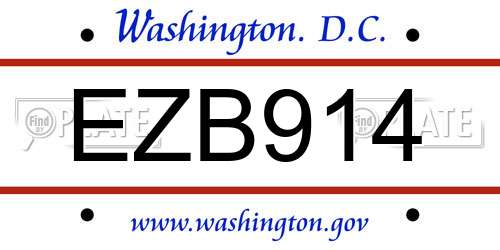 EZB914 District Of Columbia License Plate
