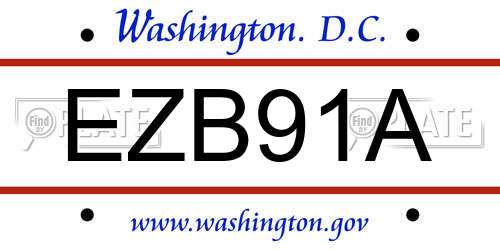 EZB91A District Of Columbia License Plate