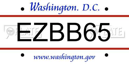EZBB65 District Of Columbia License Plate