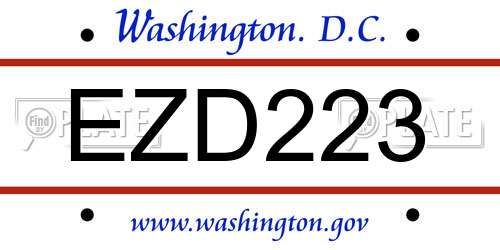 EZD223 District Of Columbia License Plate