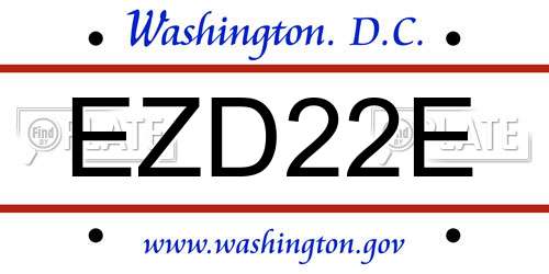 EZD22E District Of Columbia License Plate
