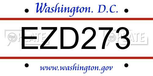 EZD273 District Of Columbia License Plate