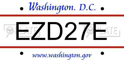 EZD27E District Of Columbia License Plate
