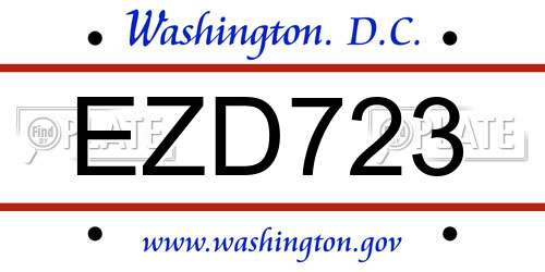 EZD723 District Of Columbia License Plate