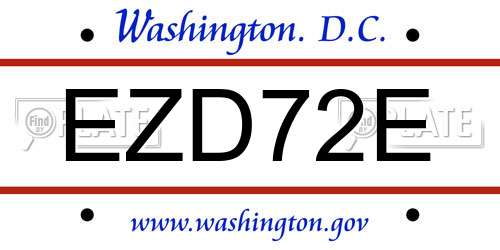 EZD72E District Of Columbia License Plate