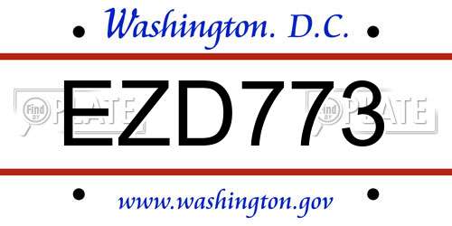 EZD773 District Of Columbia License Plate