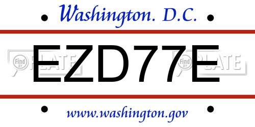 EZD77E District Of Columbia License Plate