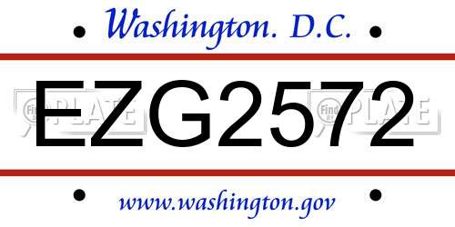 EZG2572 District Of Columbia License Plate