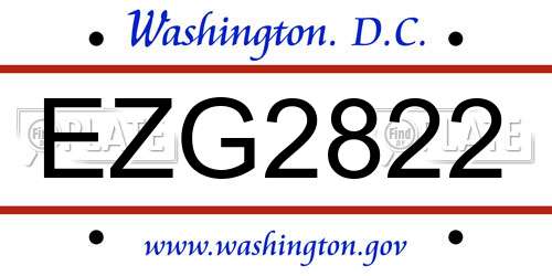 EZG2822 District Of Columbia License Plate