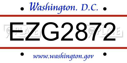 EZG2872 District Of Columbia License Plate