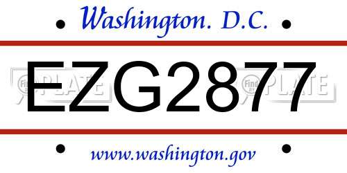 EZG2877 District Of Columbia License Plate