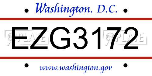 EZG3172 District Of Columbia License Plate