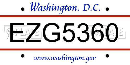 EZG5360 District Of Columbia License Plate