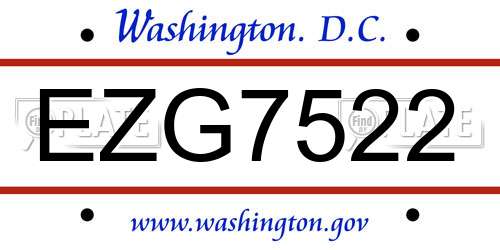EZG7522 District Of Columbia License Plate