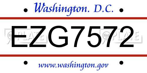 EZG7572 District Of Columbia License Plate