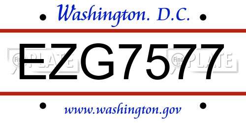 EZG7577 District Of Columbia License Plate