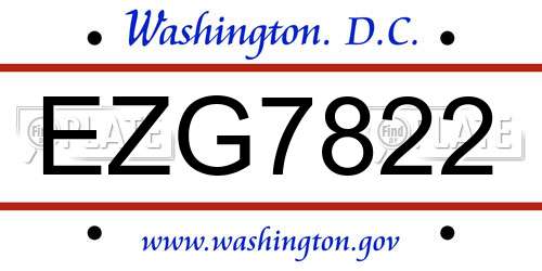 EZG7822 District Of Columbia License Plate