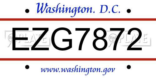 EZG7872 District Of Columbia License Plate